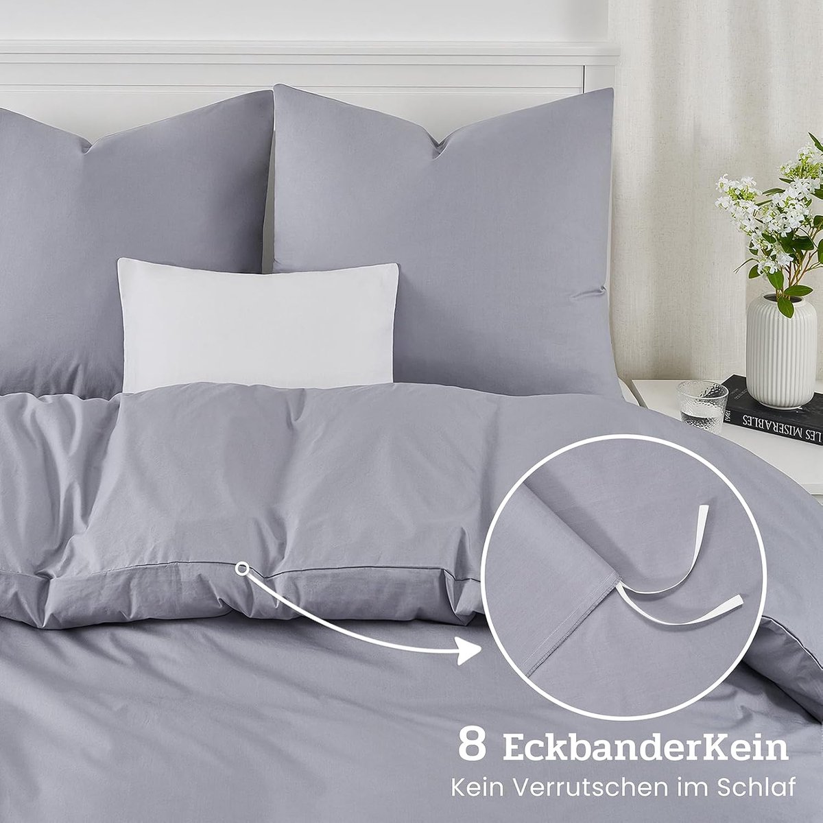 SnelShoppen - Duvet cover 240 x 220 cm Lichtgrijs 100% Katoen Super Zacht met Rits Oeko-Tex 2 Kussenslopen 80 x 80 cm Ademend en Comfortabel