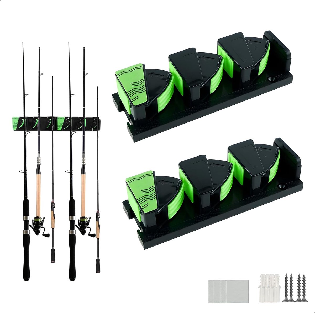SnelShoppen - Fishing Rod Holder Set van 2, Boot Hengelhouder tot 3 Hengels per Houder, UV Rubber Anti-slip, Ideaal voor Boot en Garage