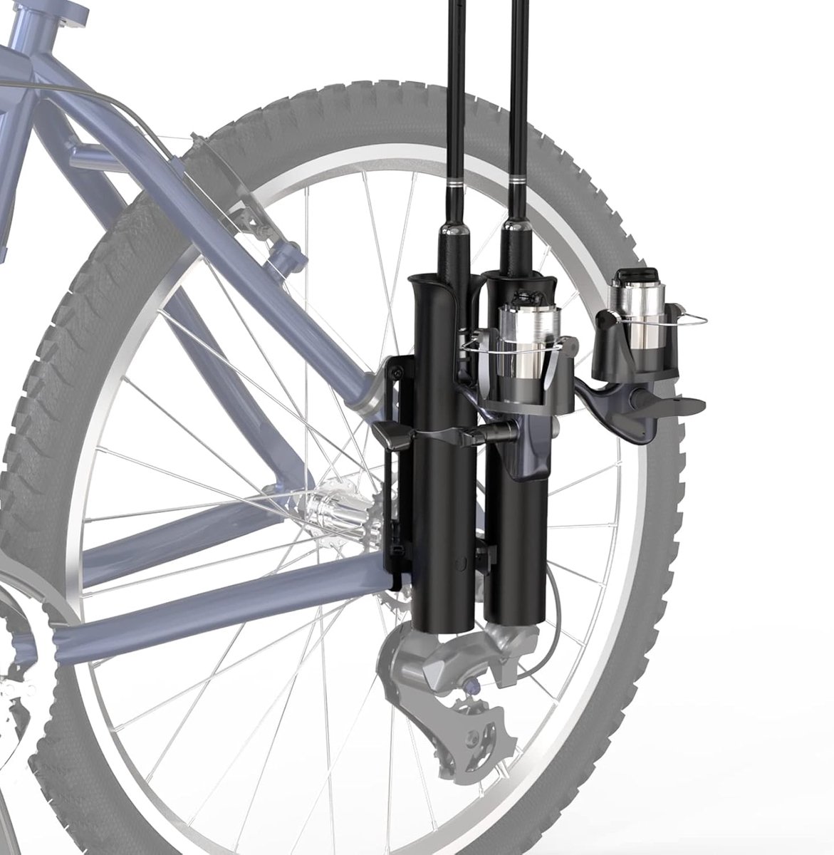 SnelShoppen - Fietshouder voor Visspullen, 2 Buisjes voor Hengels, Eenvoudig te Monteren op Achtervork, Ideaal voor Vissen en Fietsen
