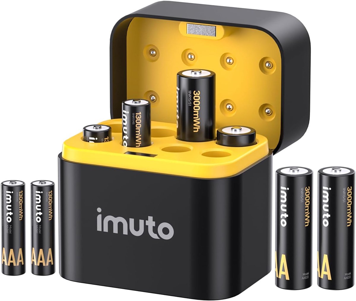 SnelShoppen - Oplaadbare Lithium Batterijen Set 1.5V (4 x AA + 4 x AAA) met Slimme Oplaadcase - 3000 mWh/1300 mWh, 1600 Oplaadcycli, Ideaal voor Huish