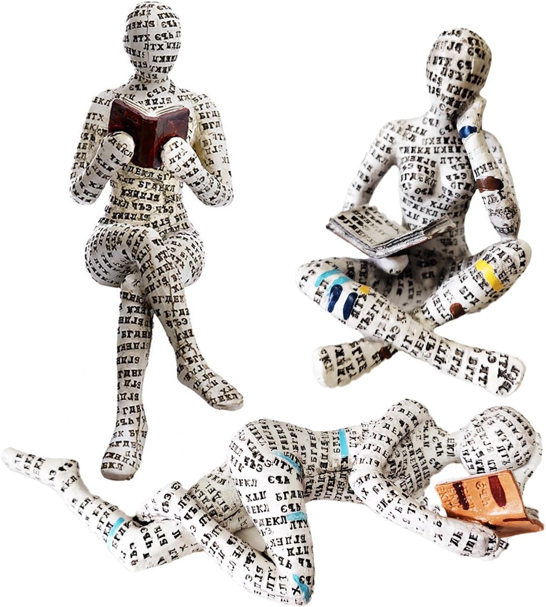 Skulptuur Lezende Vrouw - Kantenhocker - Abstract Design - Voor Boekenkast Woonkamer Kantoor