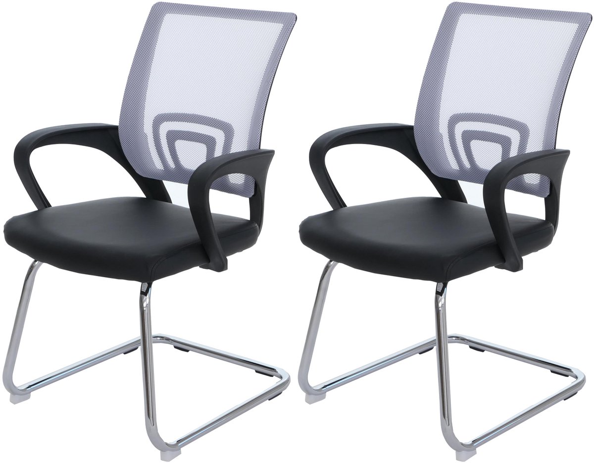 Set van 2 conferentiestoelen Ancona, bezoekersstoel, kunstleer, MVG-gecertificeerd ~ wit