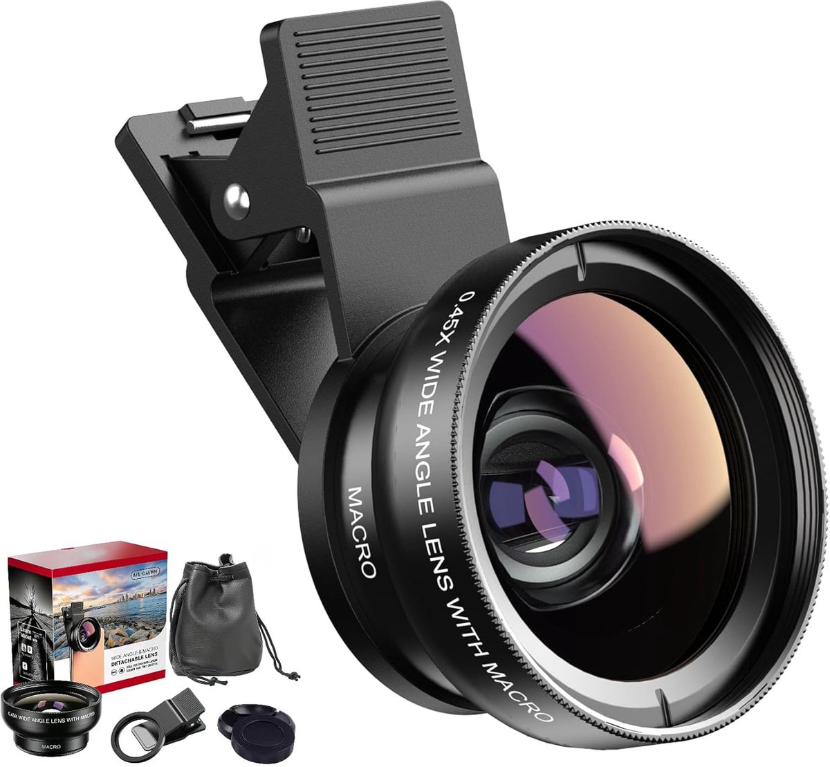 SnelShoppen - 2-in-1 Macro Lens voor Mobiele Telefoon - 12,5x Macrolens & 0,45x Supergroothoeklens - Perfect voor Fotografie, Avontuur, en Creatieve O