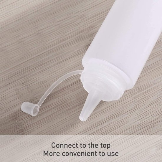 SnelShoppen - 6 Stuks 230ml Squeeze Sauzen Flessen met Deksel - Doserende Spice Bottles voor Keuken, BBQ, Feest, Camping - BPA-vrij, Recyclebaar van Snelshoppen — afbeelding 4