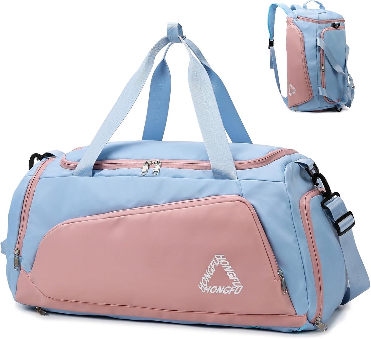 SnelShoppen - Dames Sporttas 45L met Schoencompartiment, Waterdichte Weekendtas, Gym Duffle Bag, Multifunctionele Reistas, Rugzak voor Sport en Reizen