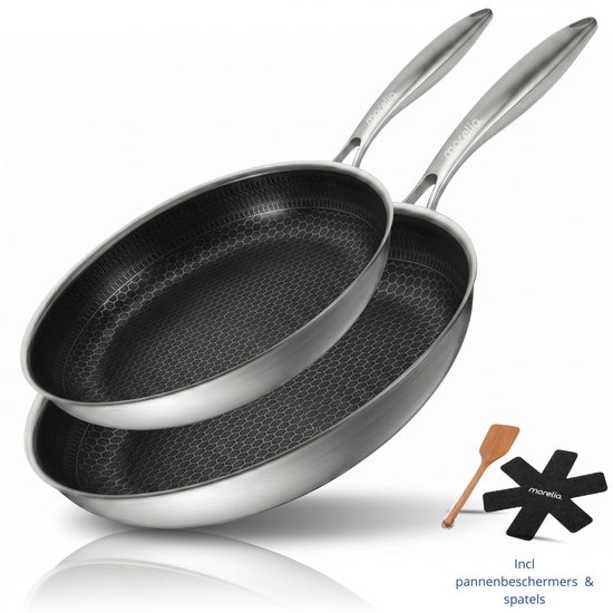 Morelia® Keramische Pannenset 24 cm + 28 cm - Koekenpannenset Inductie en Gas - PFAS Vrij - Keramische Anti-aanbaklaag - Oven en Vaatwasserbestendig