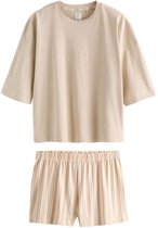 Next - Dames - Katoenen pyjama met short - Bruin