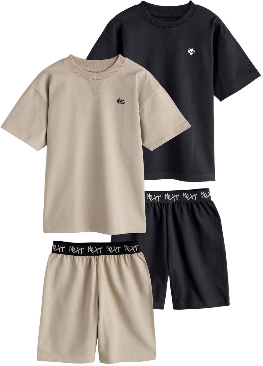 Next - Jongens - Set van 2 korte pyjama's - Zwart