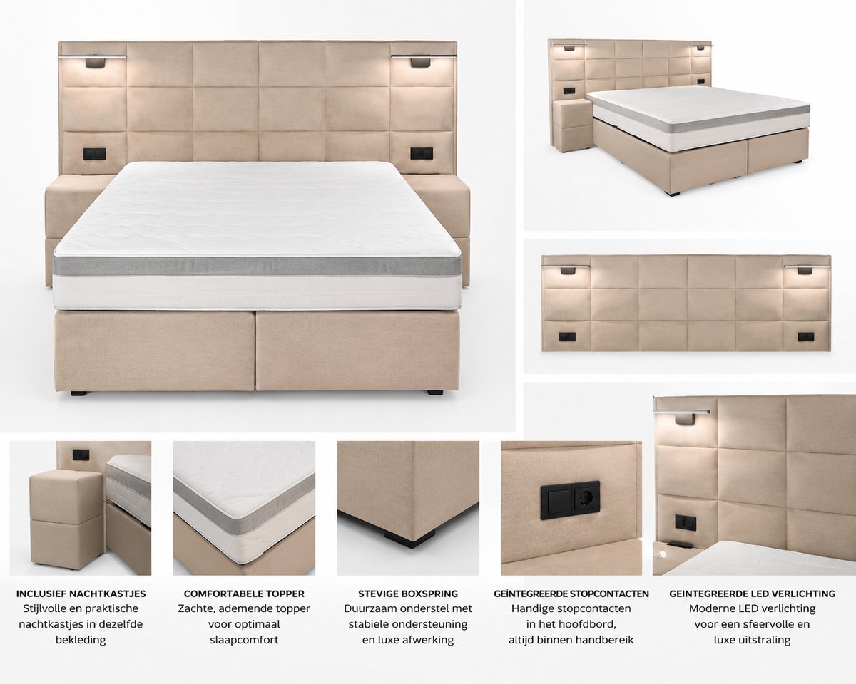 Opberg Boxspring Évora - 180x200 Compleet - Bruin - Luxe Living Home thumbnail 2