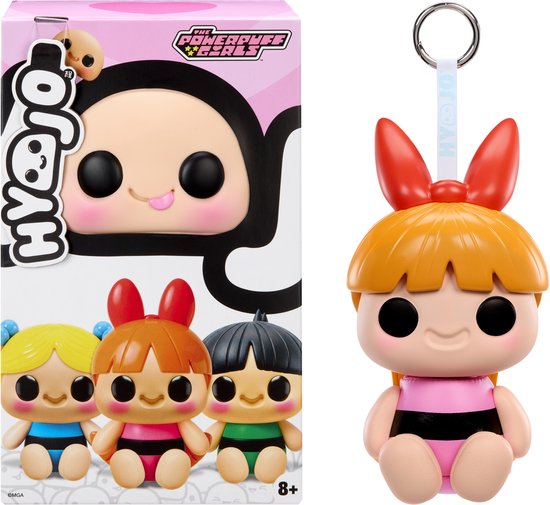 Hyojo Blossom squishy sleutelhanger naast verpakking met The Powerpuff Girls logo.
