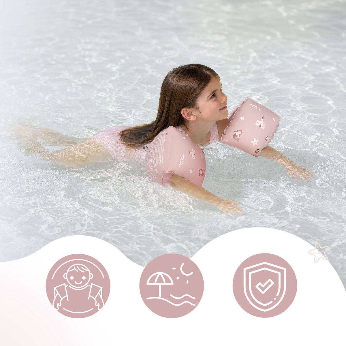 Sipo - Zwemaccessoiresset - Zwembandjes & Zwemband - voor Kinderen 3-6 Jaar - Opblaasbare Zwemvleugels - Zwemring Kind - Zwemhulpmiddel - Geschikt voor 15-30 kg - Zwemaccessoires voor Peuters - PVC - Roze – foto 3