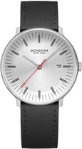 Mondaine MLE.41210.LBV Doppio Heren Horloge Zwart Vegan Leer