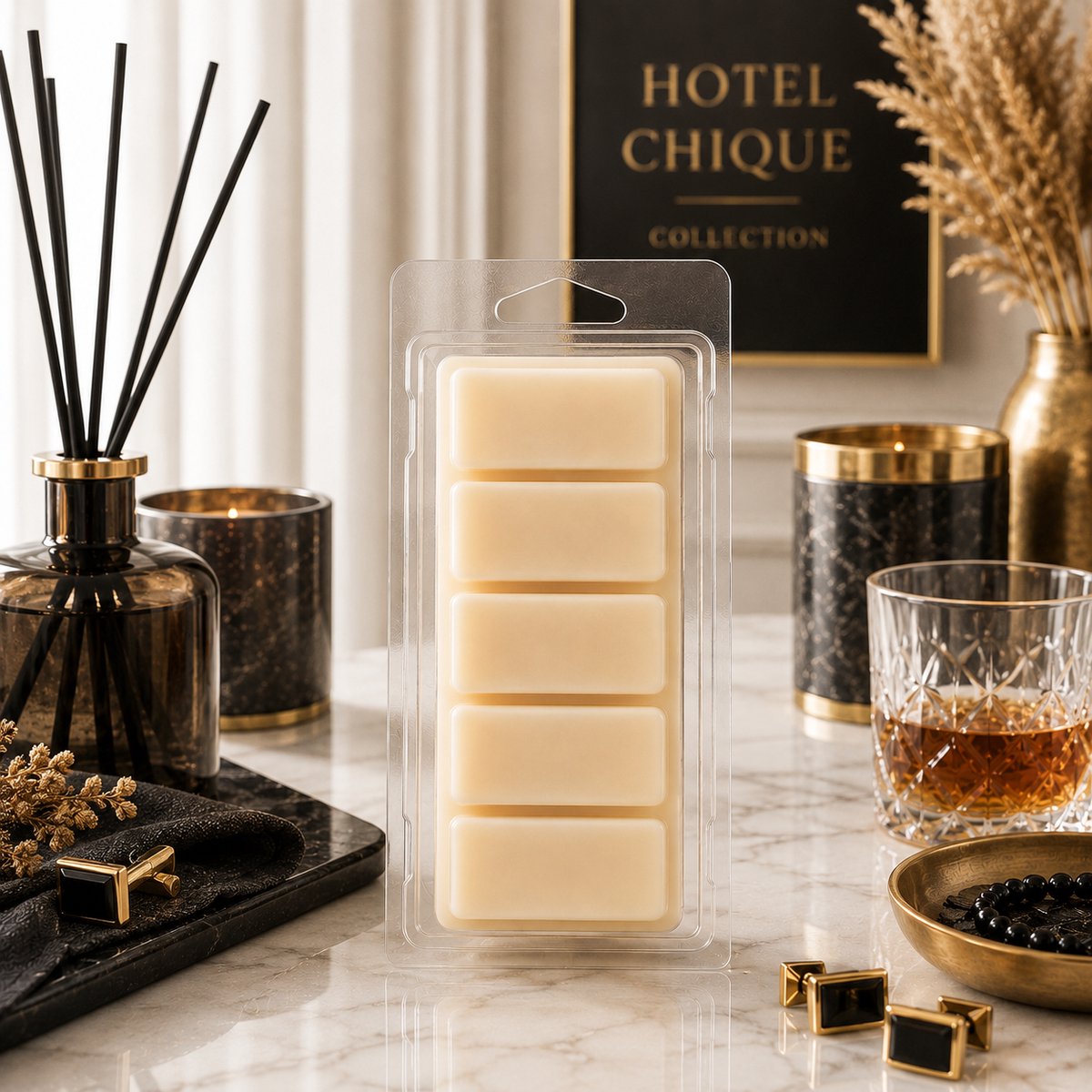 Waxmelts Royal Amber - Snapbar - 55 gram - Sojawas - Handmade - Dierproefvrij - Vegan - Huisparfum - Hotel Chique - Voor in geurbrander - Waxbrander - Geur in huis - Wax melt - Geurkaars - Parfum