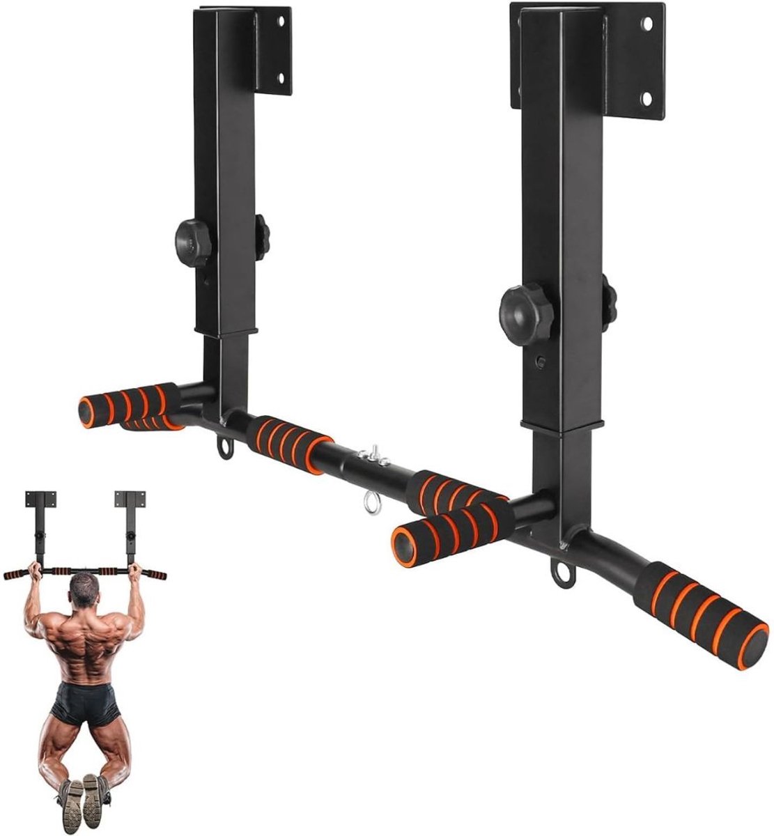 Ploutos® Pull Up Bar - Pull Up Bar Wandmontage - Optrekstang voor Thuisfitness - Zwart - 93cm x 93cm x 62cm