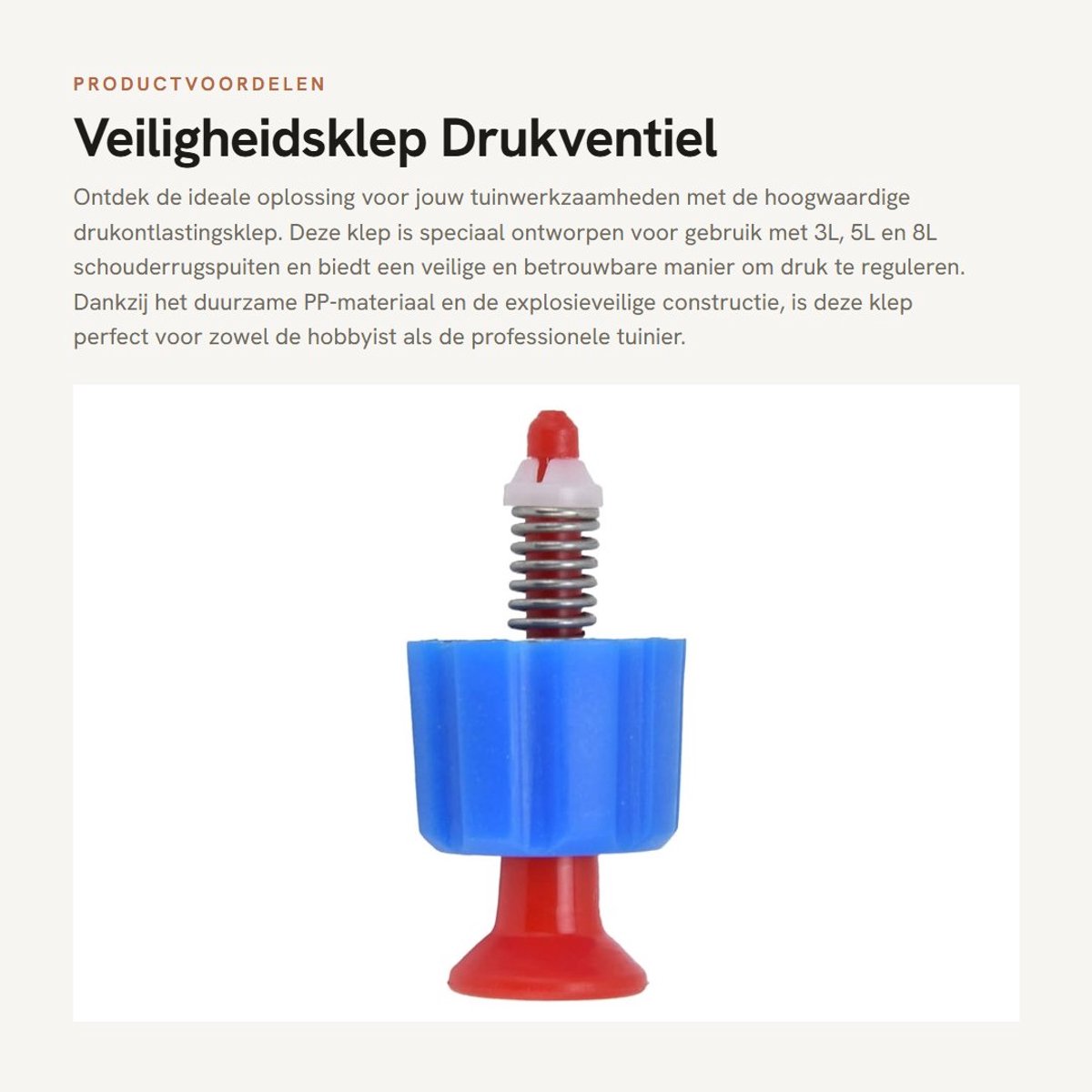 Dailygoods- Veiligheidsklep - Drukontlastingsklep - Geschikt voor 3L/5L/8L rugspuiten - PP materiaal - Blauw - Lichtgewicht 7g - Drukventiel