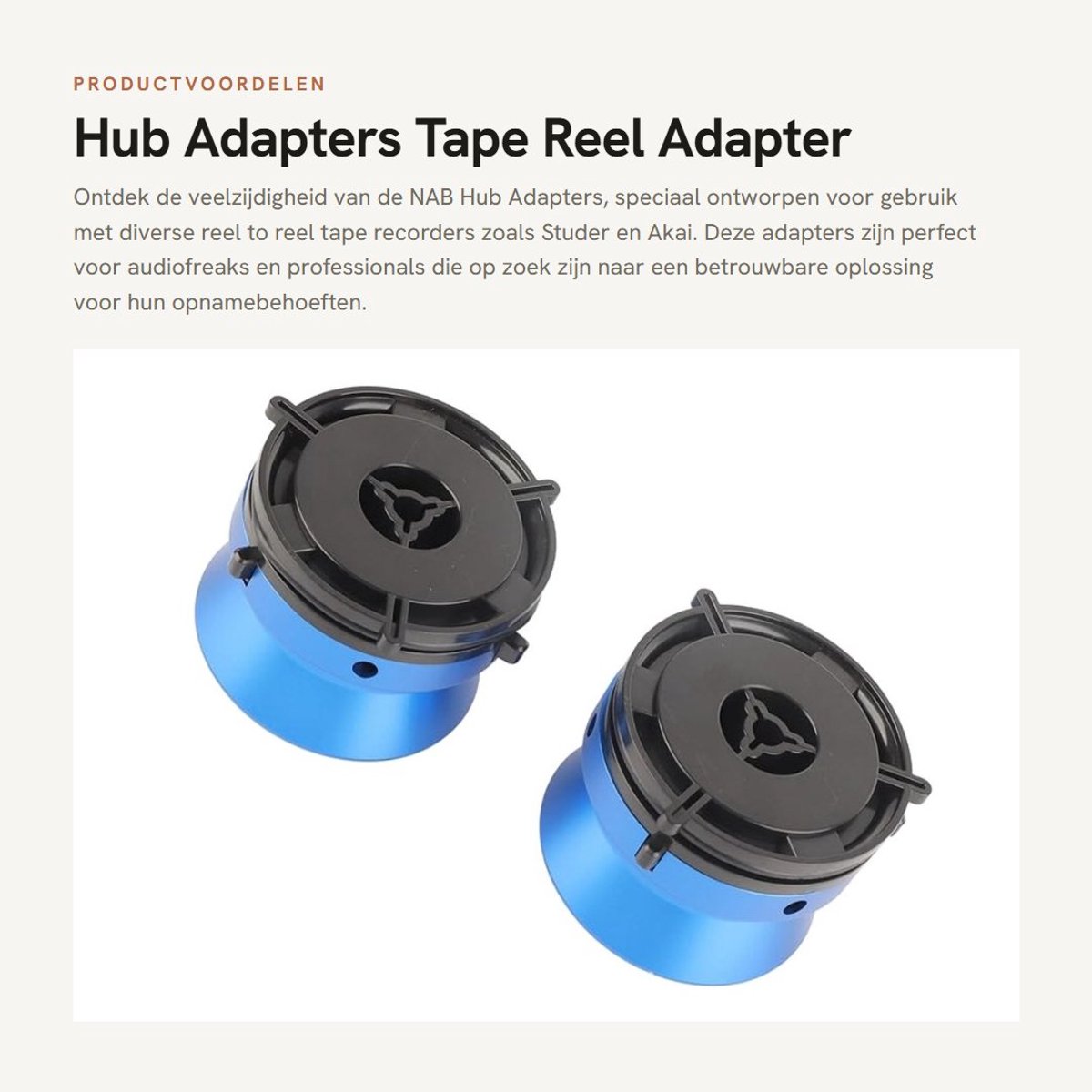 Dailygoods Hub Adapters - Tape Reel Adapter - Aluminiumlegering - Blauw - Voor reel to reel recorders - Compact en sterk