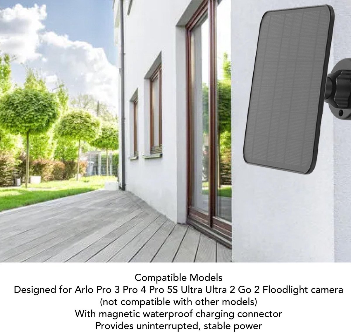 Dailygoods - Zonnepaneel - Oplaadbare camera - IP65 Weerbestendig - Zwart - Voor beveiligingscamera's - Inclusief 9,8 Ft kabel - Geschikt voor Pro 3 P...