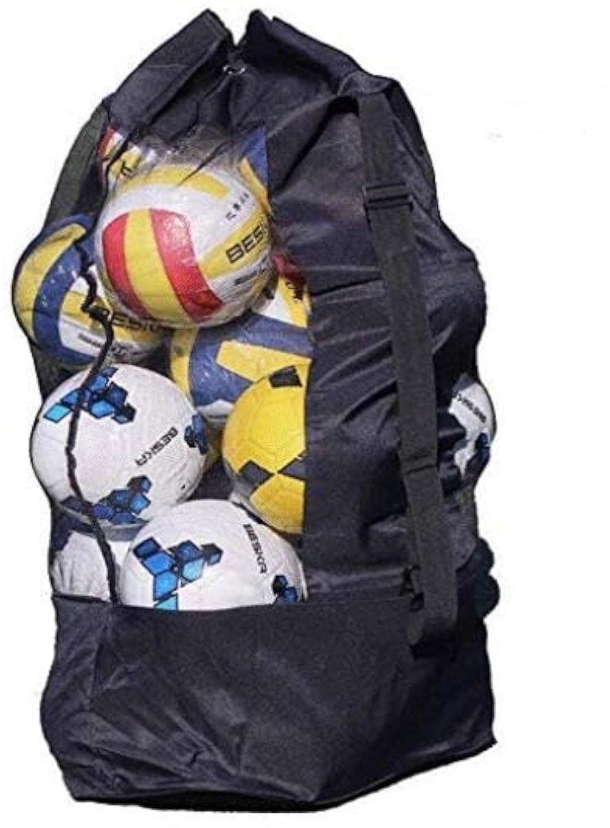 Dailygoods - Voetbaltas van net, schoudertas met trekkoord, groot balnet, waterdichte tas voor ballen, training voor voetbal, basketbal, volleybal