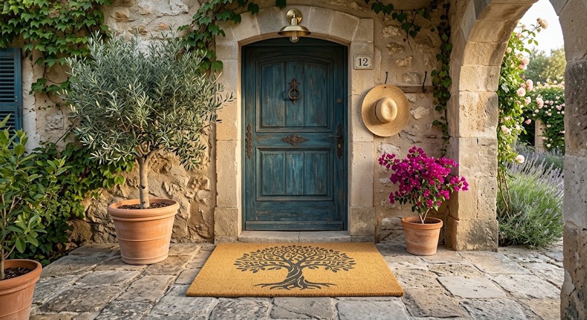 Maison Elara Kokos deurmat met antislip PVC - Tree of Life motief - Vuilvangmat voor binnen en buiten - 40x70 cm