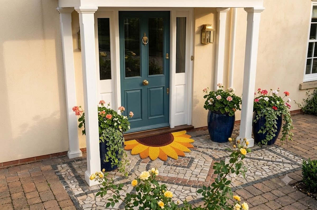 Maison Elara Zonnebloem buitendeurmat van kokosvezel, antislip, 70x40 cm, geel oranje bruin