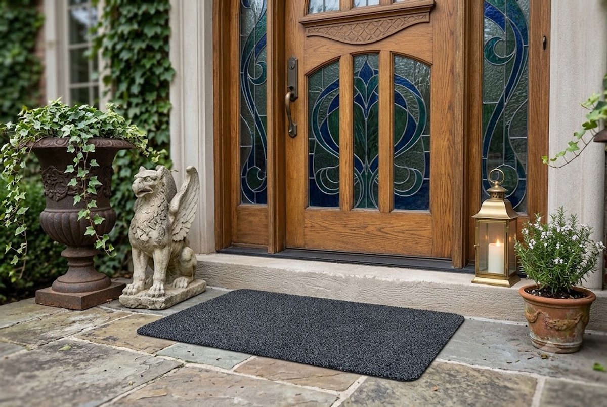 Maison Elara Deurmat Katoen Antraciet 80 x 50 cm - Schoonloopmat