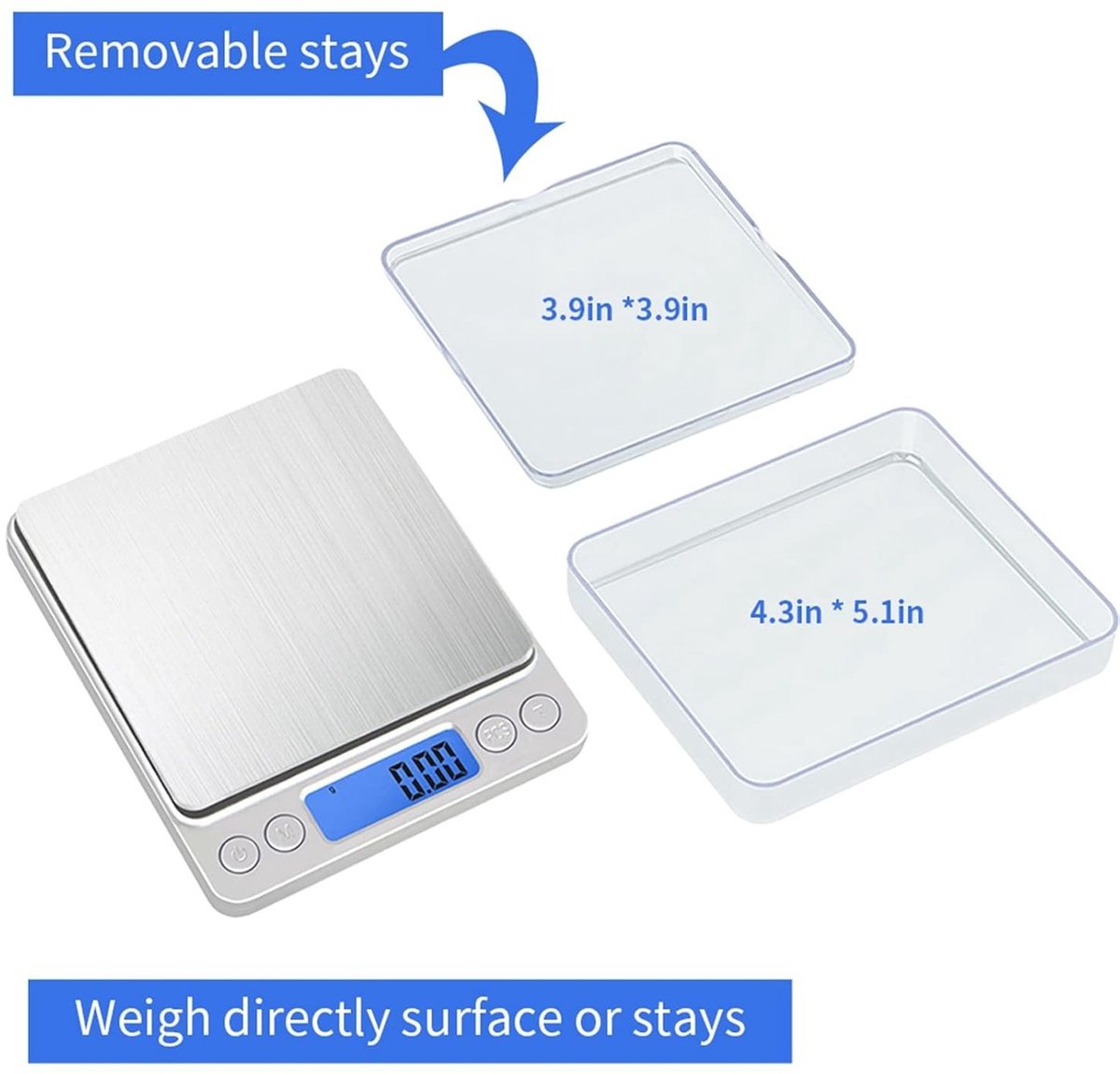 500g/0.01g Digitale Keukenweegschaal - Gram Oz Koken - Voedselschaal met LCD Scherm - Sieraden Koffieweegschaal - Roestvrij Staal - Auto Uit Tare
