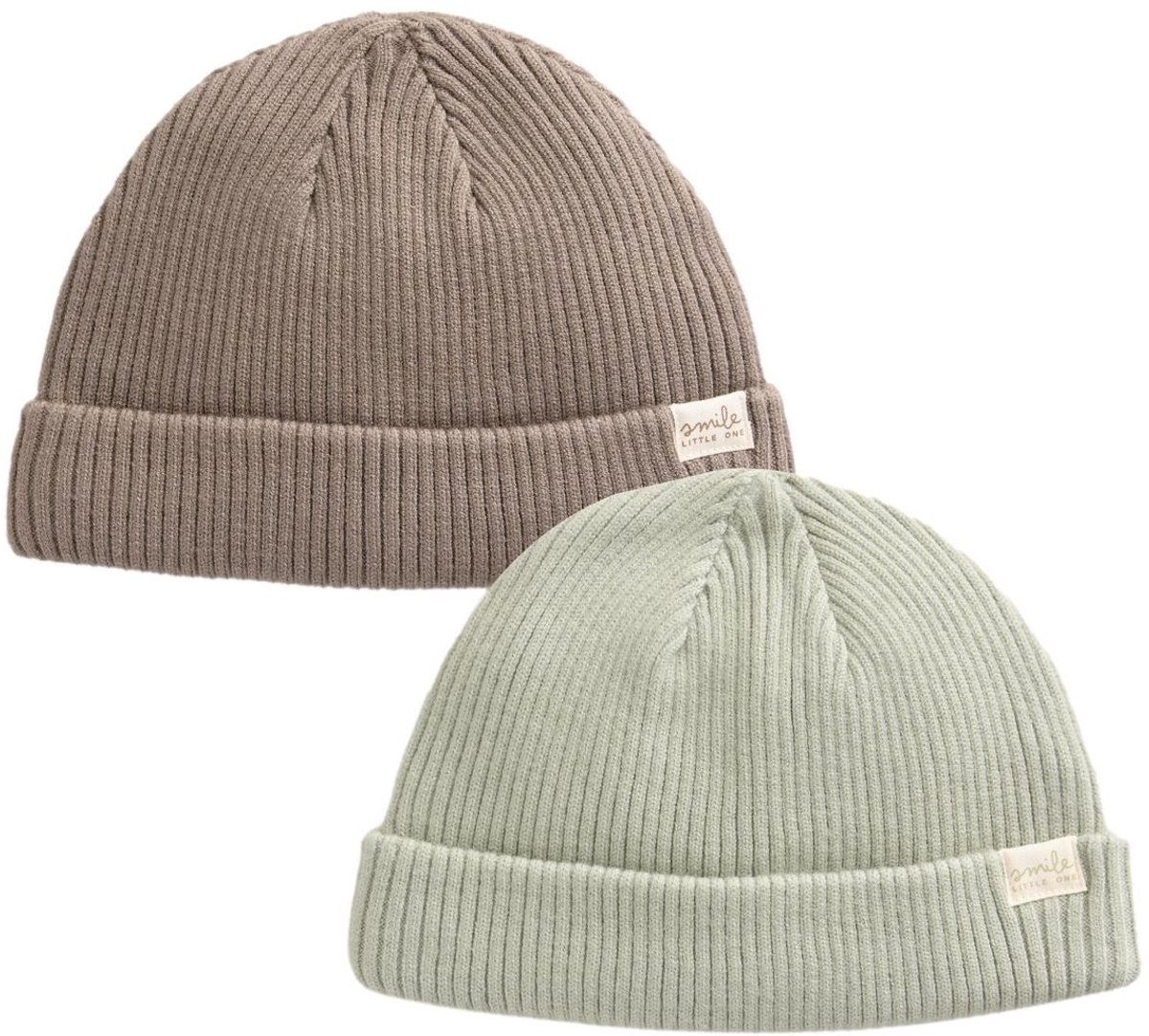 Next - Jongens - Set van 2 gebreide babybeanies - Bruin