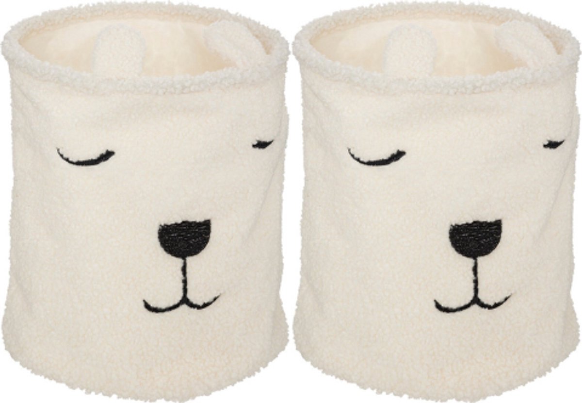 2-Delige - Speelgoedmand Kinderen - Opvouwbare Speelgoedbak met Handgrepen - Opbergmand Speelgoed - Kinderkamer Opberger - Wasmand Kinderen - Ø35 x 40 cm - Wit