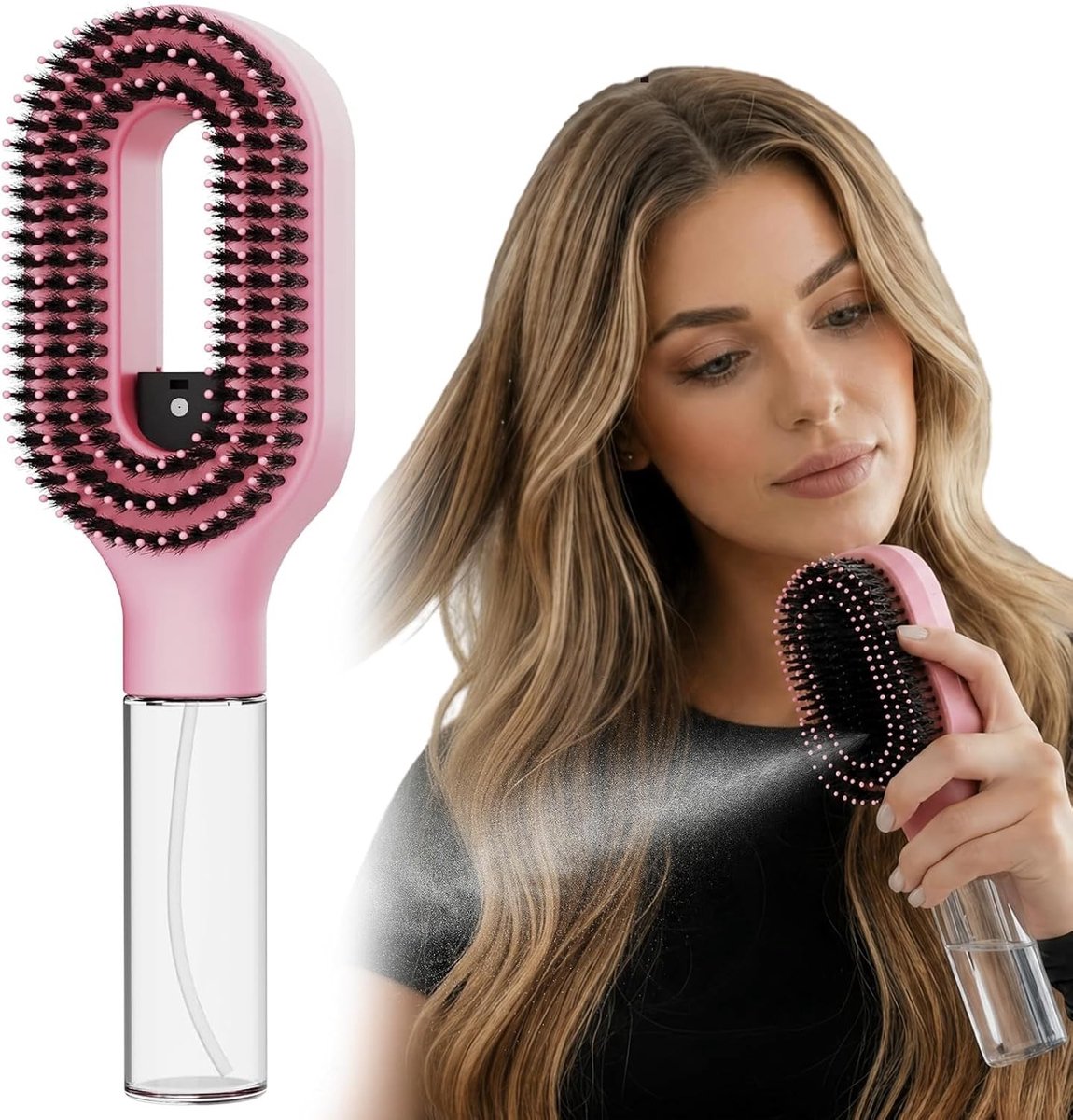 Krulborstel - Roze - 55 ml Sprayfunctie - Voor Krullend en Dun Haar
