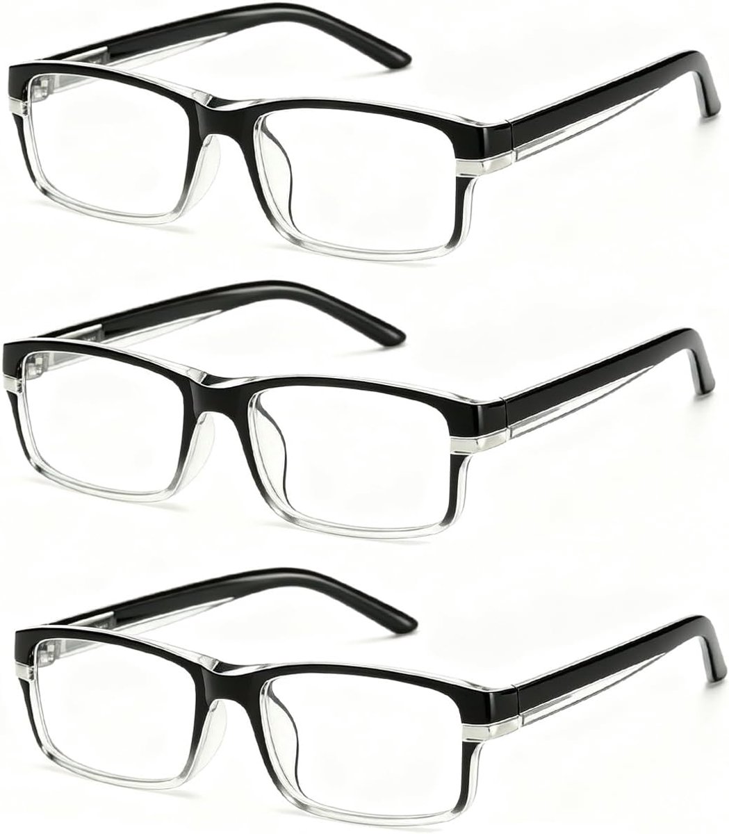 3 Pack Blue Light Safety Glasses Computer Reading Glasses Spring Hinge Readers for Women and Men - ShopVlot