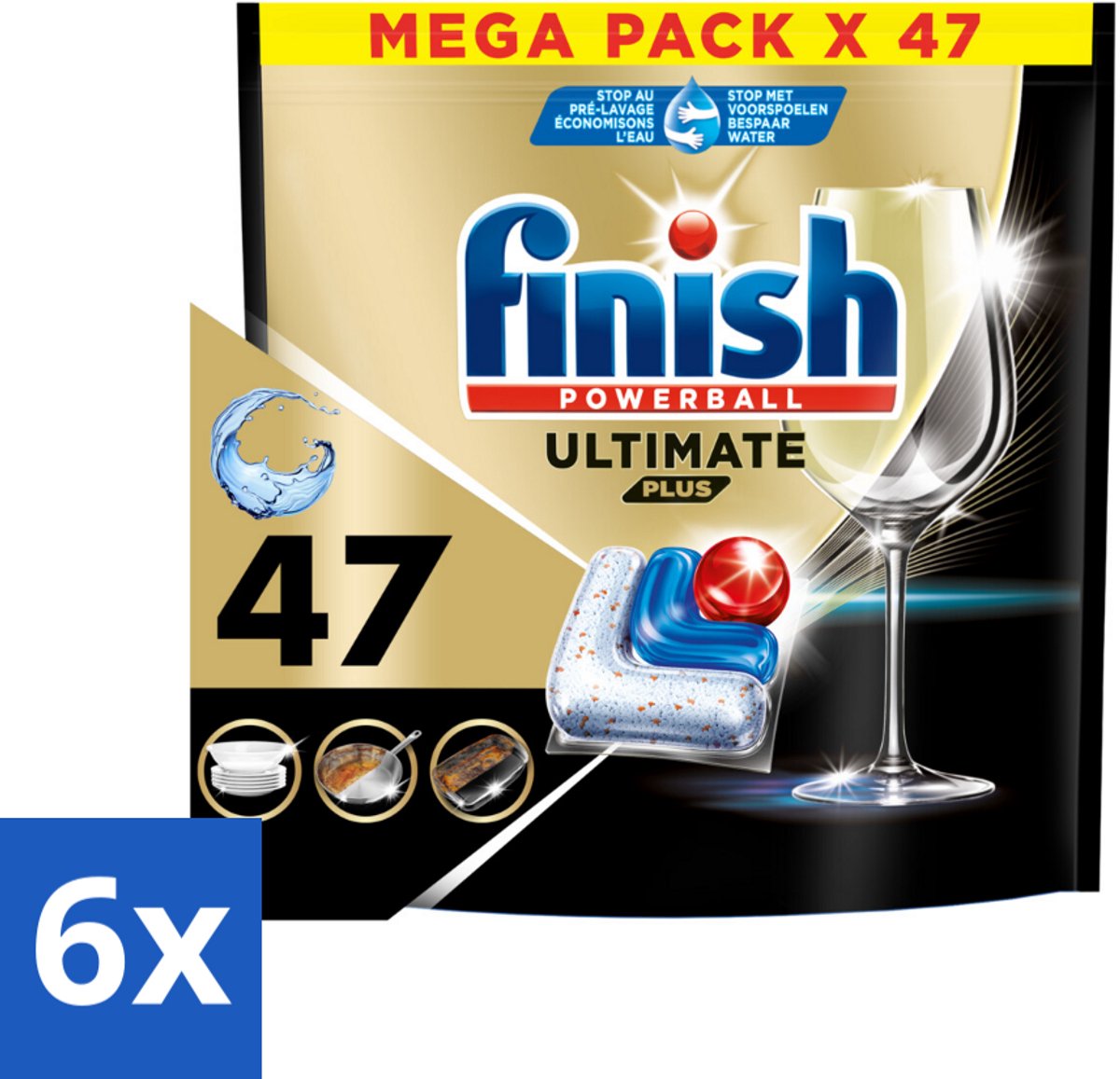 6 x Finish - Vaatwasmiddel - Ultimate Plus All in One Regular - Krachtige Alles-in-1 Reiniging - 47 capsules - Vaatwastablet - Vaatwasser Tabletten - Vaatwasser Reiniging - Vaatwasser Capsules - Alles-in-één Vaatwasmiddel