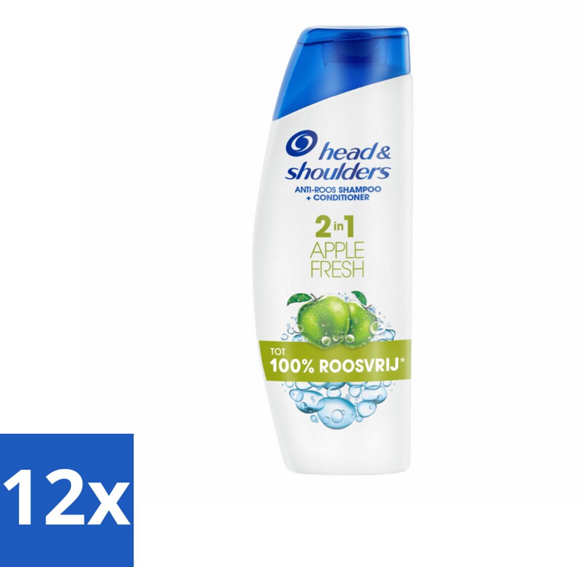 12 x Head & Shoulders - Shampoo - 2-in-1 - Apple Fresh - 100% Roosvrij - 300 ml - Anti-Roos Shampoo - Roze Shampoo - Hoofdhuid Verzorging - Haar Shampoo - Apple Fresh