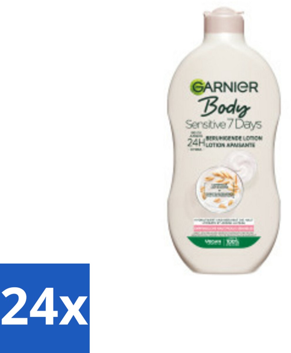 24 x Garnier - Body - Bodylotion - Sensitive 7 Days - Verzachtend - Havermelk & Probiotica - 400 ml - Lichaamslotion - Gevoelige Huid - Hydratatie - Havermelk - Probiotica