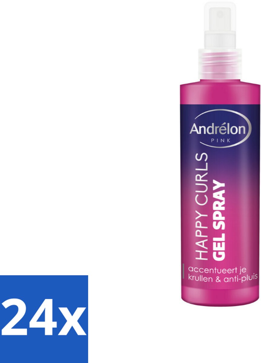 24 x Andrélon - Pink - Happy Curls - Gel Spray - Krullenspray - Krullenstyling - Krullen Definiëren - Anti-pluis - Haarspray