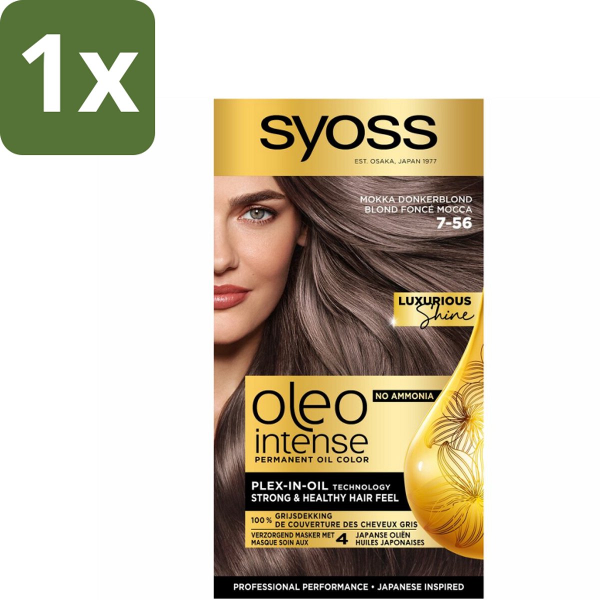 1 x SYOSS - Oleo Intense 7-56 Mokka Donkerblond - Haarverf - Zonder Ammoniak - Grijsdekking - Langdurige Kleur - Haarverf - Permanent Haarkleuring - Zonder Ammoniak - Grijsdekking - Haarkleur