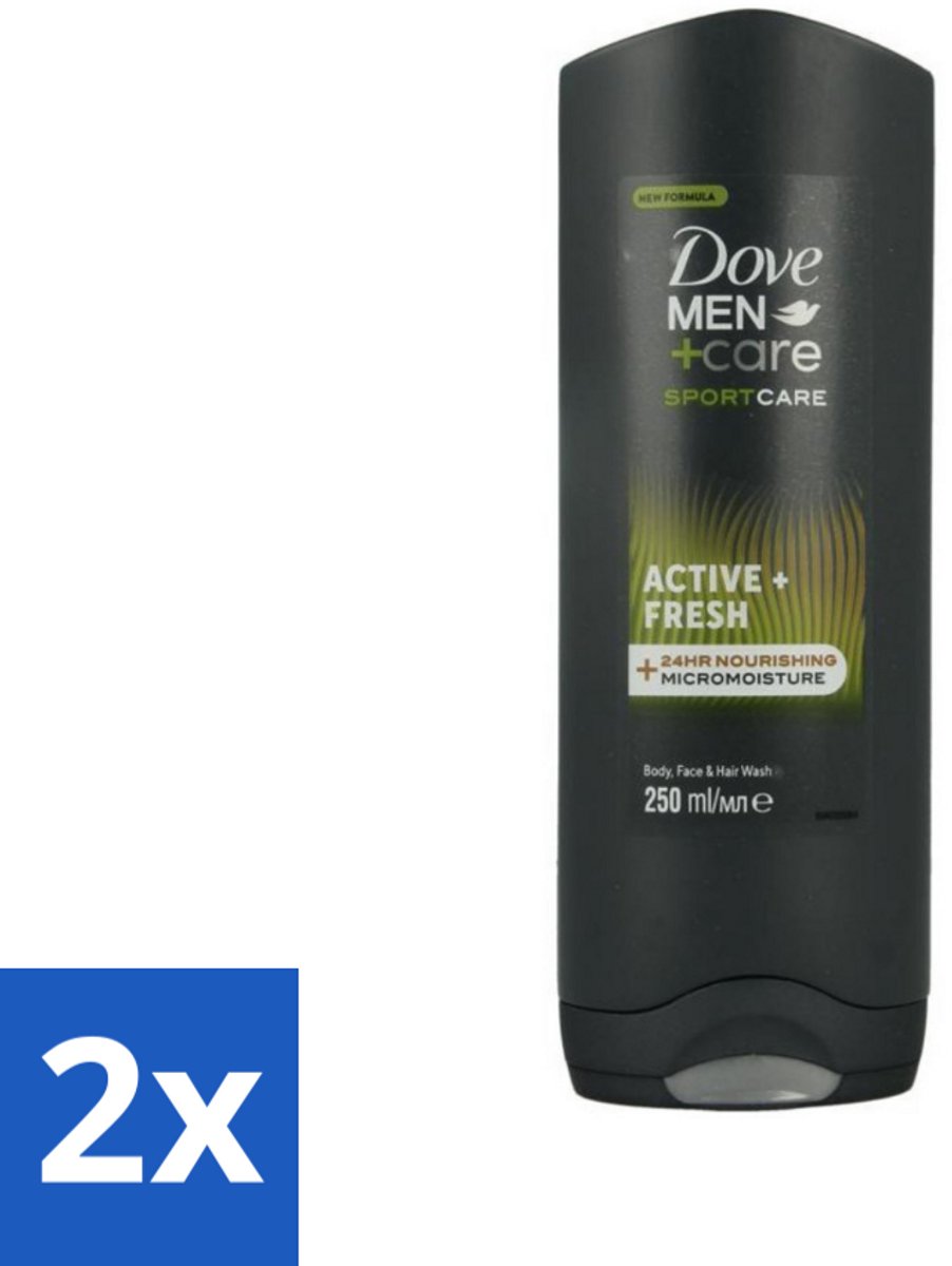 2 x Dove Men+Care Douchegel - Sport Active Fresh - 250 ml - Douchegel - Mannen - Sport - 2-in-1 - Hydratatie