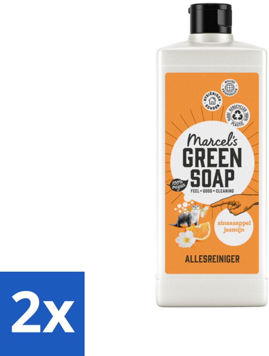 2 x Marcel's Green Soap - Allesreiniger - Sinaasappel & Jasmijn - Natuurlijk & effectief - 750 ml - Allesreiniger - Schoonmaak - Milieuvriendelijk - Biologisch Afbreekbaar - Sinaasappel
