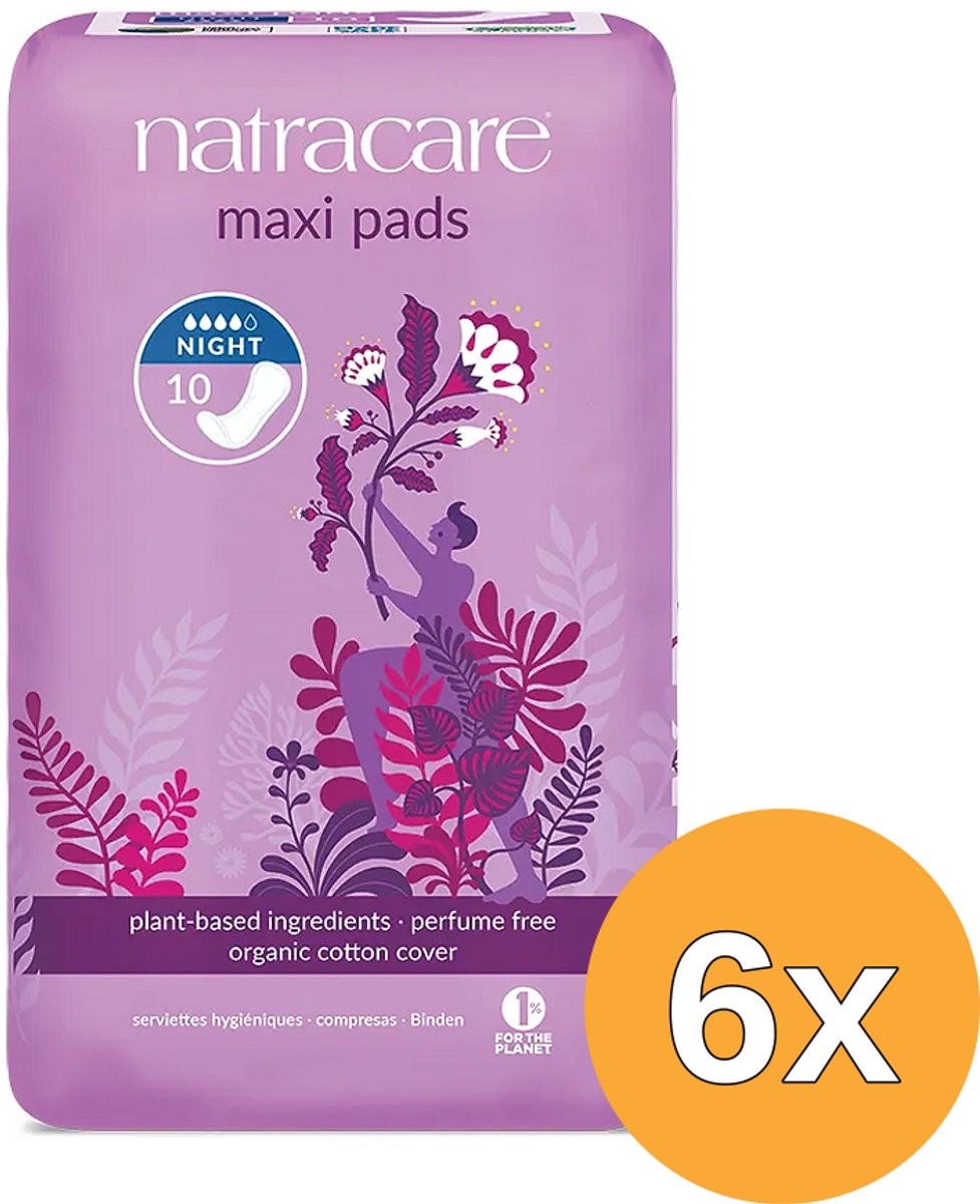 6x Natracare Maandverband nacht (10 stuks)