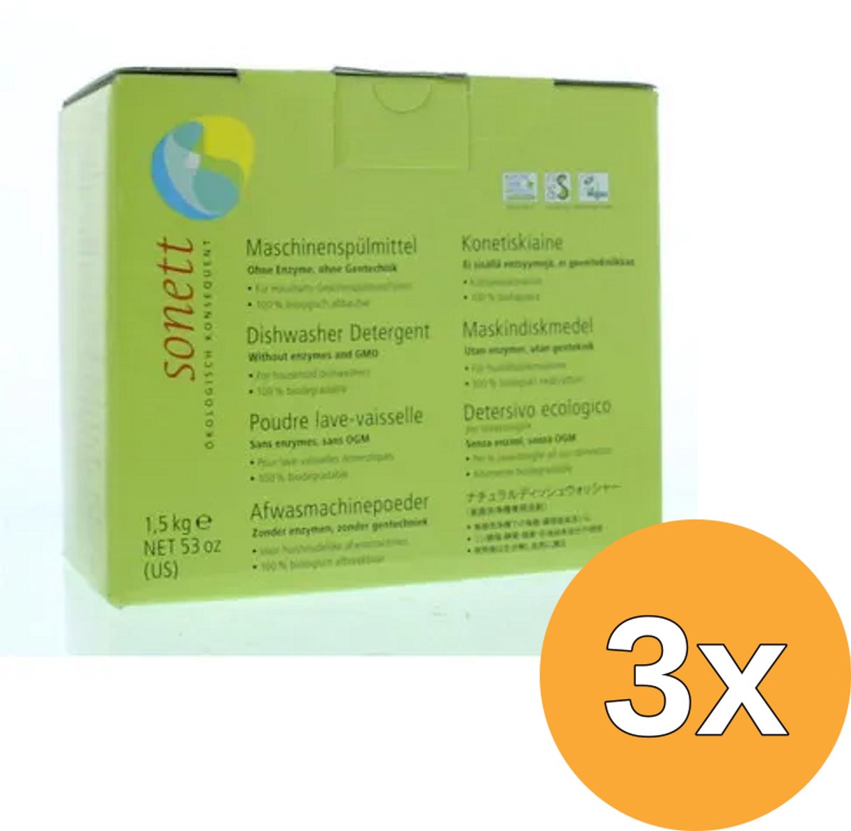 3x Sonett Vaatwasmachine poeder (1500 gr)