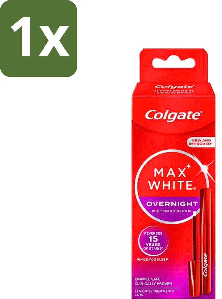 1 x Colgate - Serum - Max White - Overnight Whitening - 2,5 ml - Overnight Whitening - Whitening Serum - Wittere Tanden - Tandenverkleuring - Tandenbleken