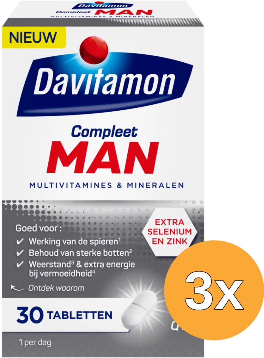 3x Davitamon Compleet Man (30 tabletten)