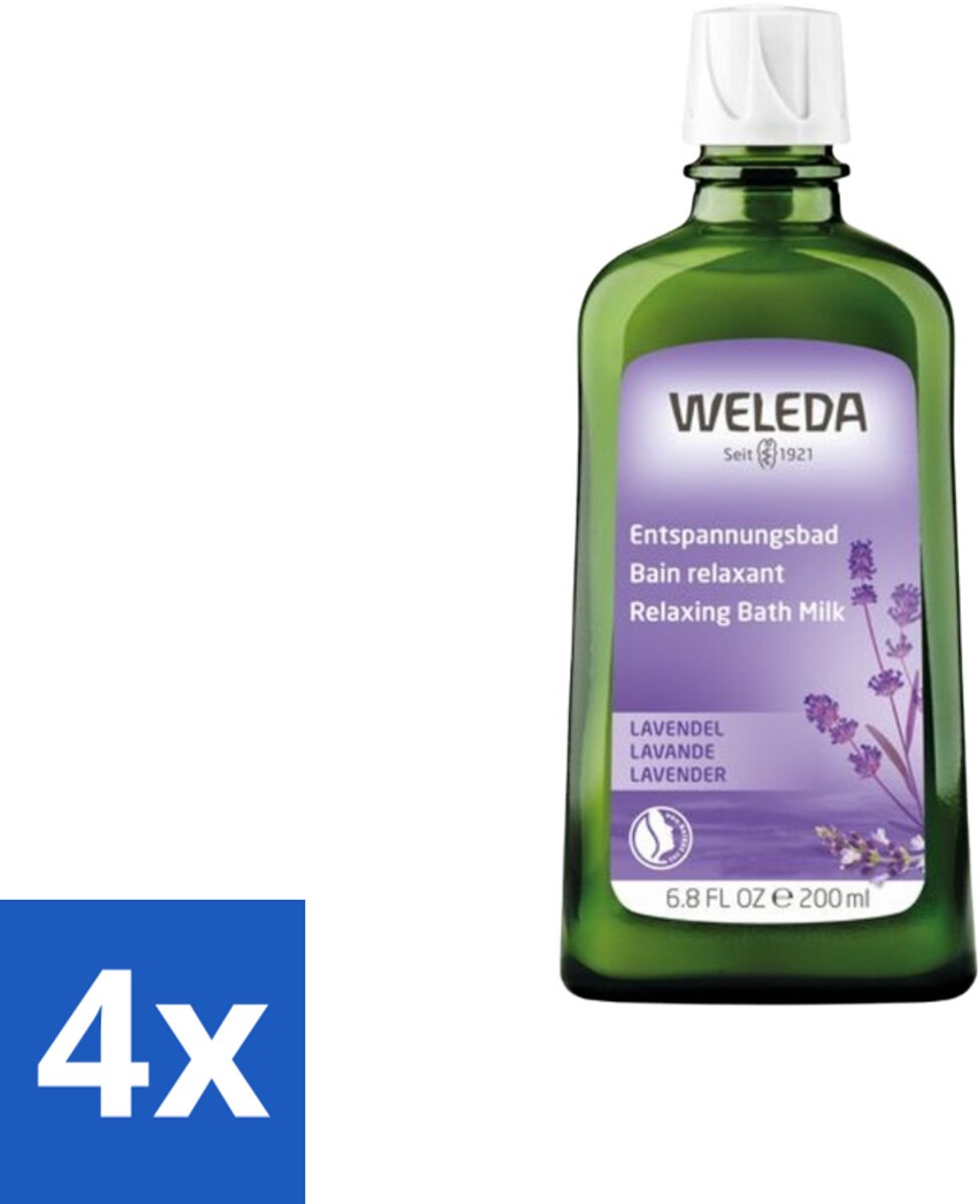 4 x WELEDA - Ontspanningsbadmelk - Lavendel - 200 ml - Lavendel Badmelk - Ontspanningsbad - Aromatherapie - Natuurlijke Badproducten - Weleda