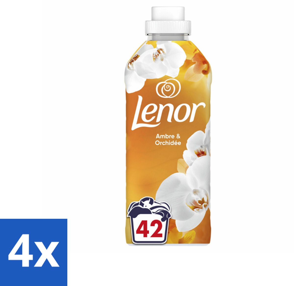 4 x Lenor - Wasverzachter - Amber & Orchidee - Fris & Zacht - 42 Wasbeurten - Wasverzachter - Lenor - Amber & Orchidee - Geur - Frisheid