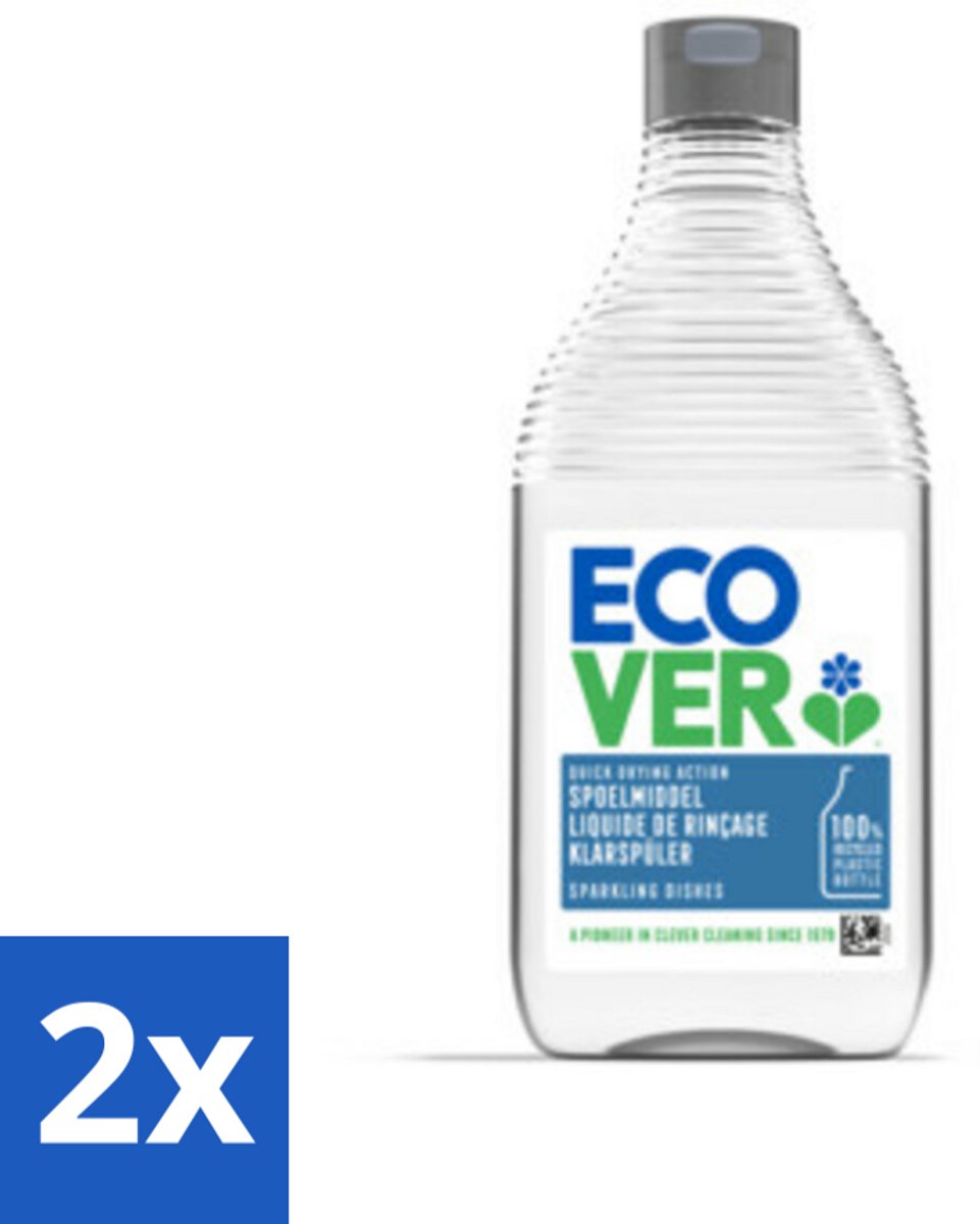 2 x Ecover - Spoelmiddel - 450 ml - Vaatwasmiddel - Spoelmiddel - Vaatwasser - Glanzende Vaat - Streeploos