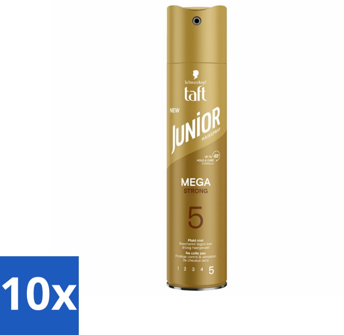 Taft - Mega Strong 5 - Junior Haarspray - Extra sterke hold voor kids - 250 ml - Bulkverpakking - 10 stuks