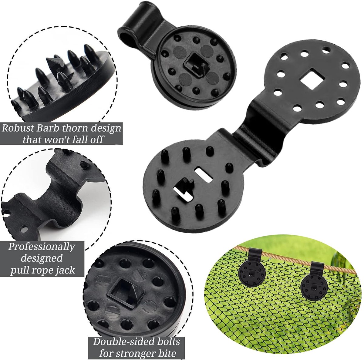 Schaduwdoekclips 20 stuks - Zwarte ronde plastic - Duurzame vergrendelingsgreep - Voor zonnescherm en tuinieren - ShopVlot