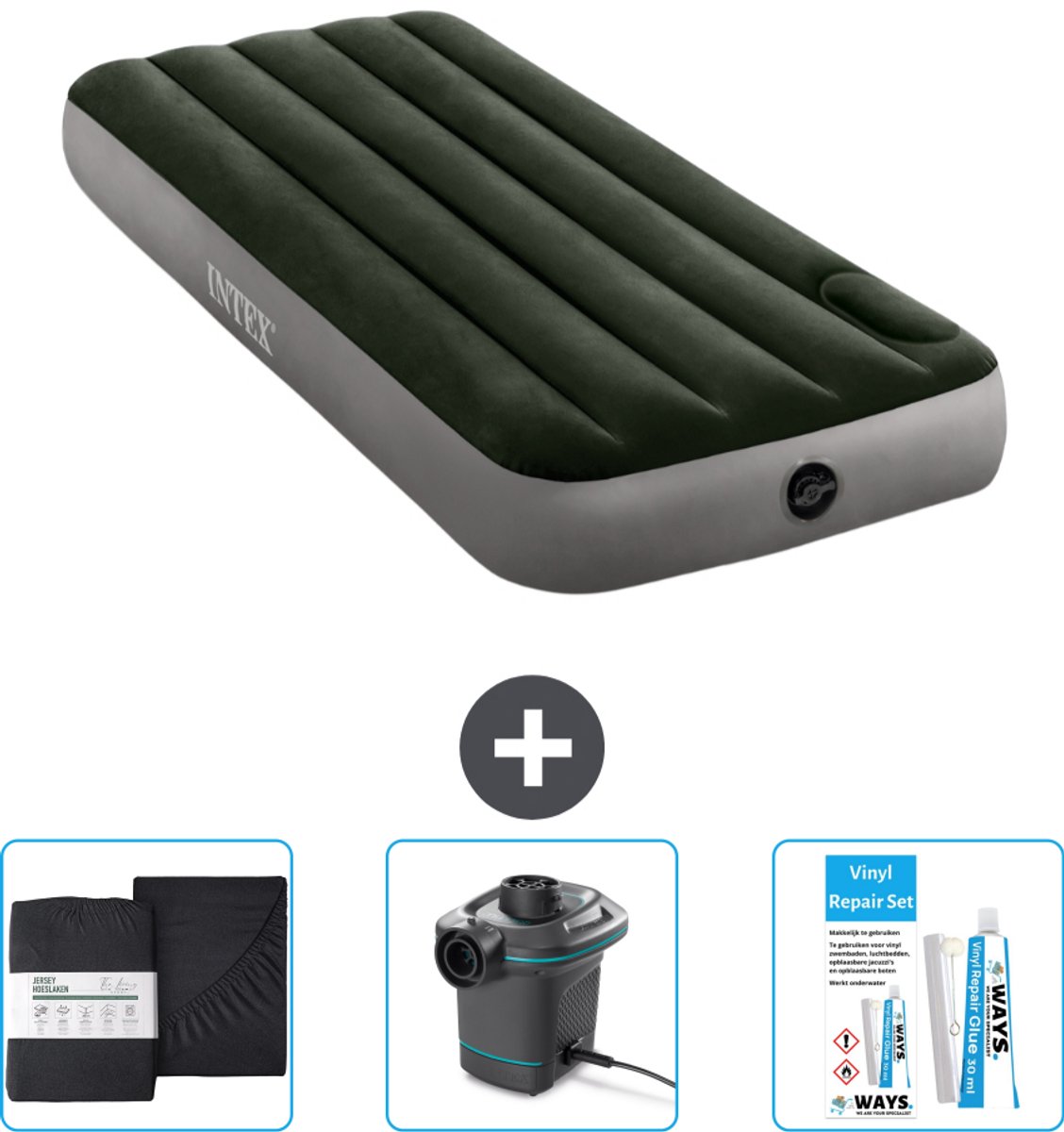 Intex Luchtbed - 1-Persoons - 76 x 191 x 25 cm - Groen - Accessoires CB8