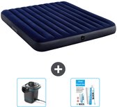 Intex Luchtbed - 2-Persoons - 183 x 203 x 25 cm - Blauw - Inclusief Pomp en Reparatieset