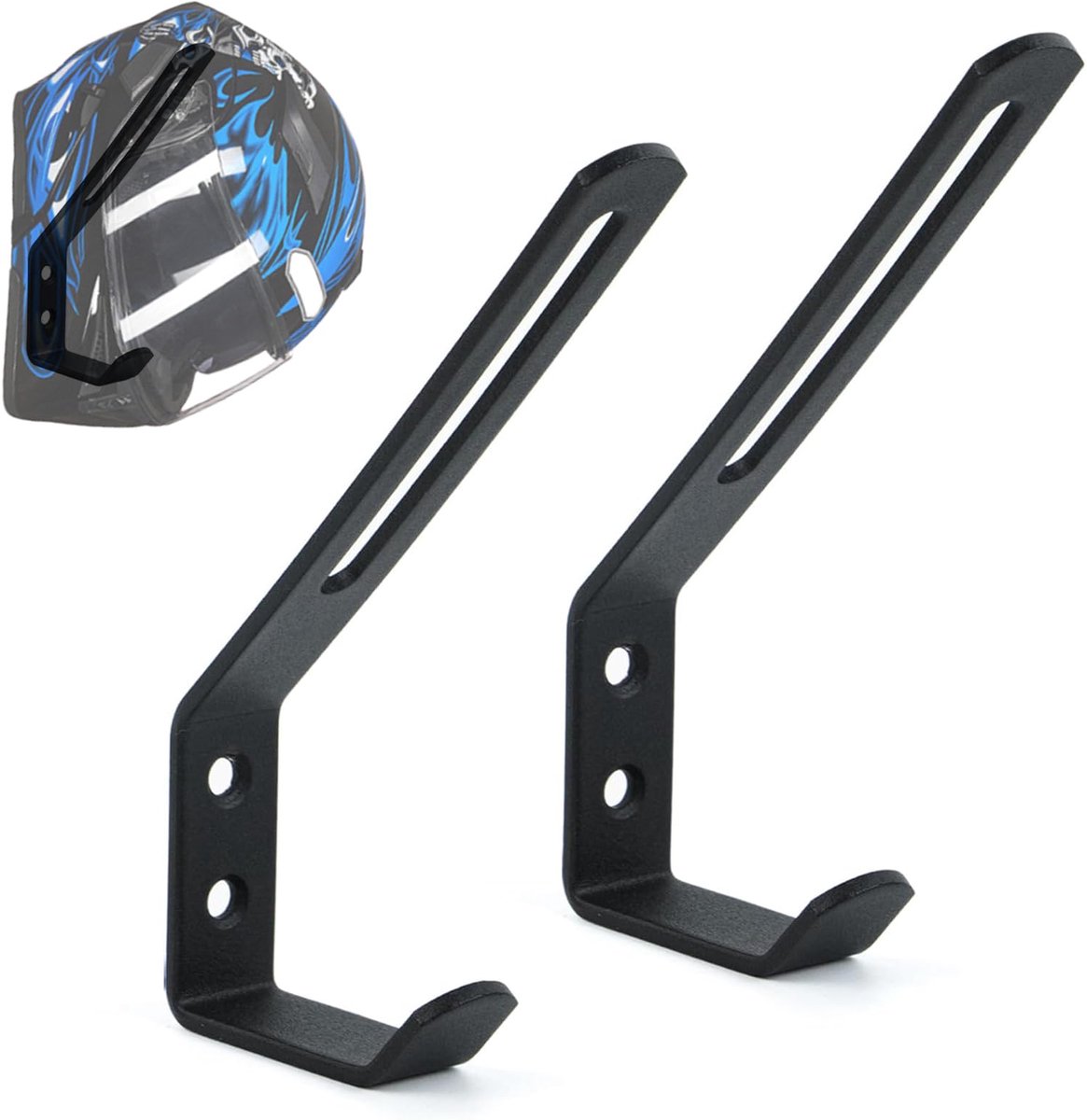 Helmstandaard wandmontage - zwarte helmhouder - 2 stuks - voor motorhelm, jas en handschoenen - ShopVlot