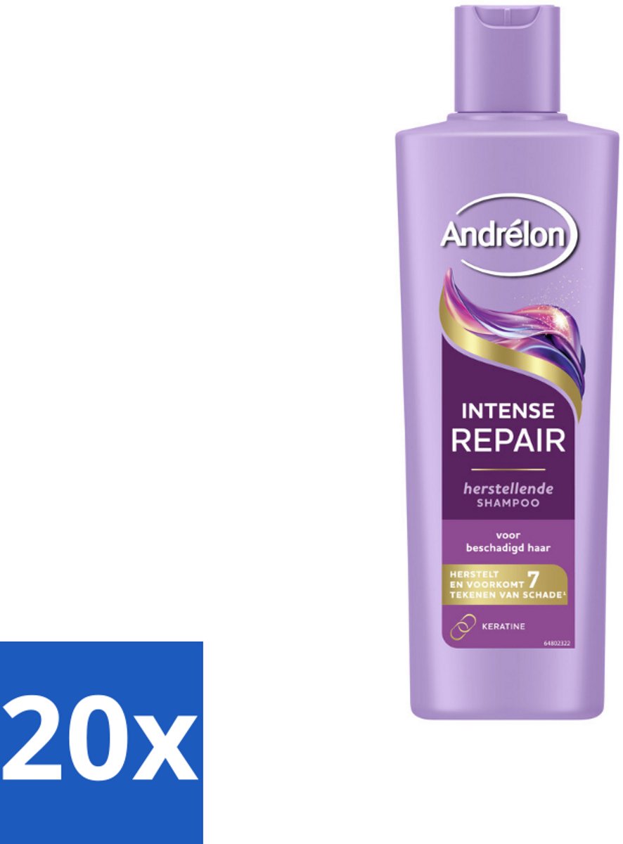 20 x Andrélon – Shampoo – Intense Repair – 250 ml - Haarschade - Haarherstel - Keratine - Beschadigd Haar - Haarstructuur